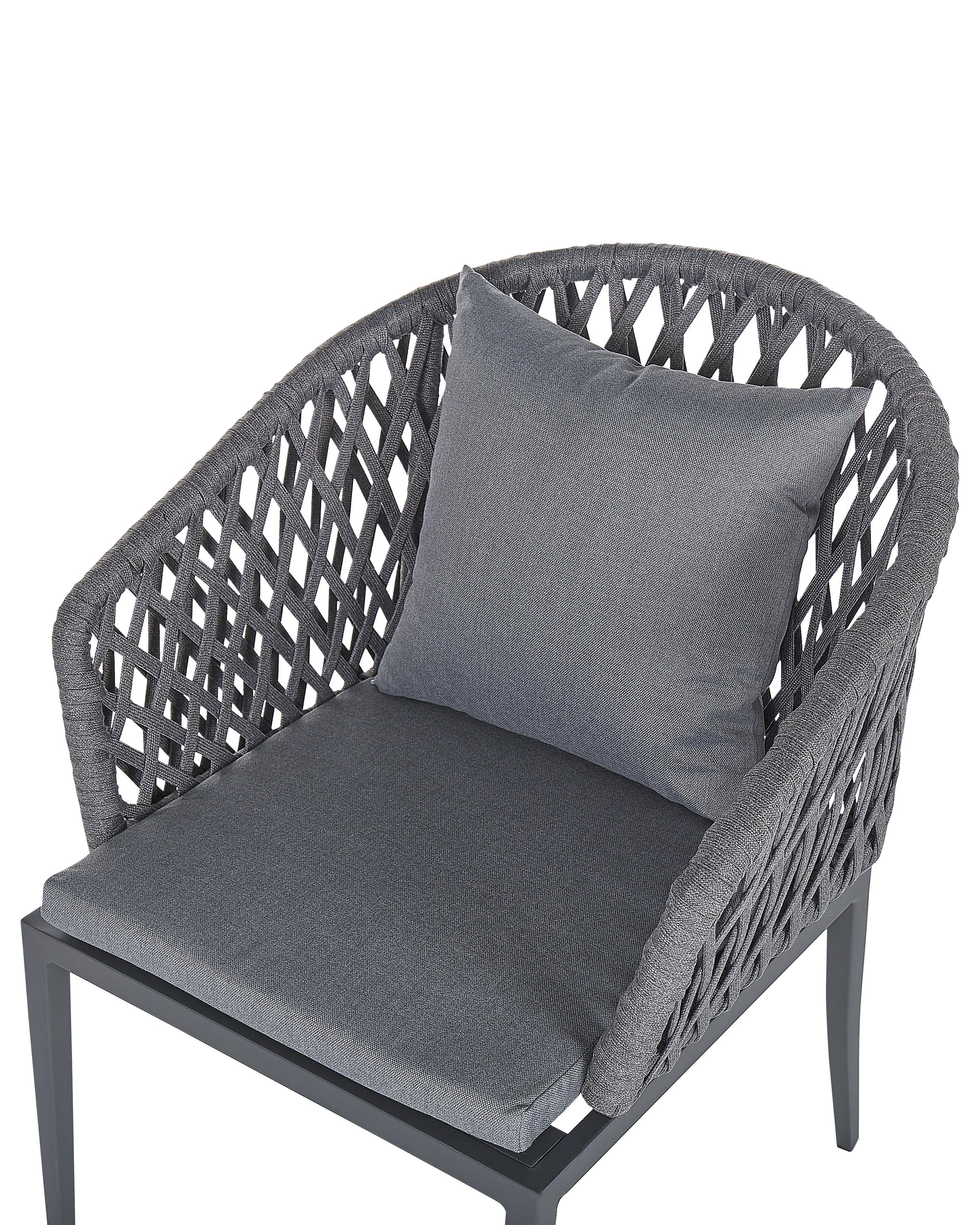 Lot de 2 chaises de jardin avec coussins Métal Gris
