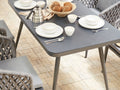 Table de repas de jardin 140 x 80 cm - Plateau en verre trempé gris et Structure en aluminium - 4 Places