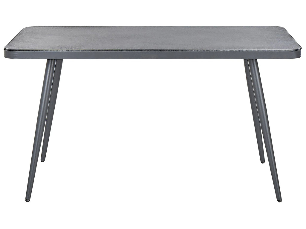 Table de repas de jardin 140 x 80 cm - Plateau en verre trempé gris et Structure en aluminium - 4 Places