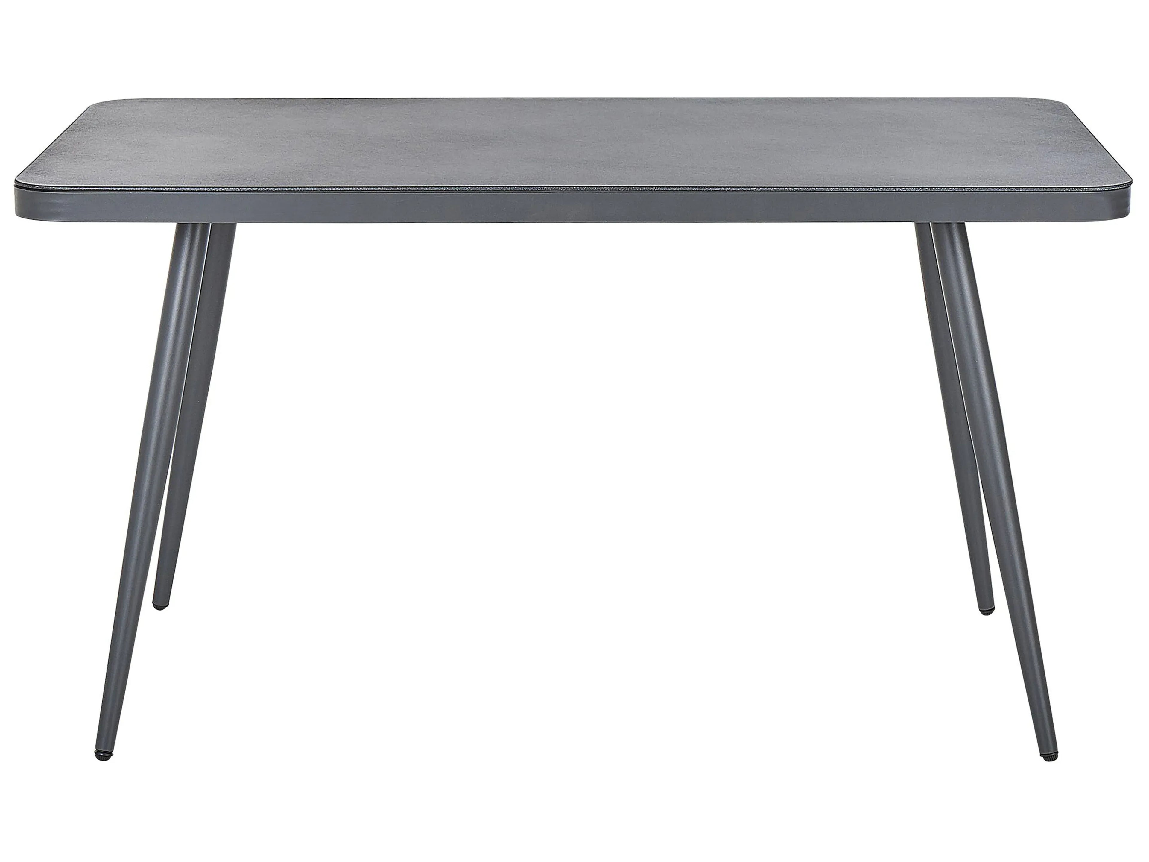 Table de repas de jardin 140 x 80 cm - Plateau en verre trempé gris et Structure en aluminium - 4 Places