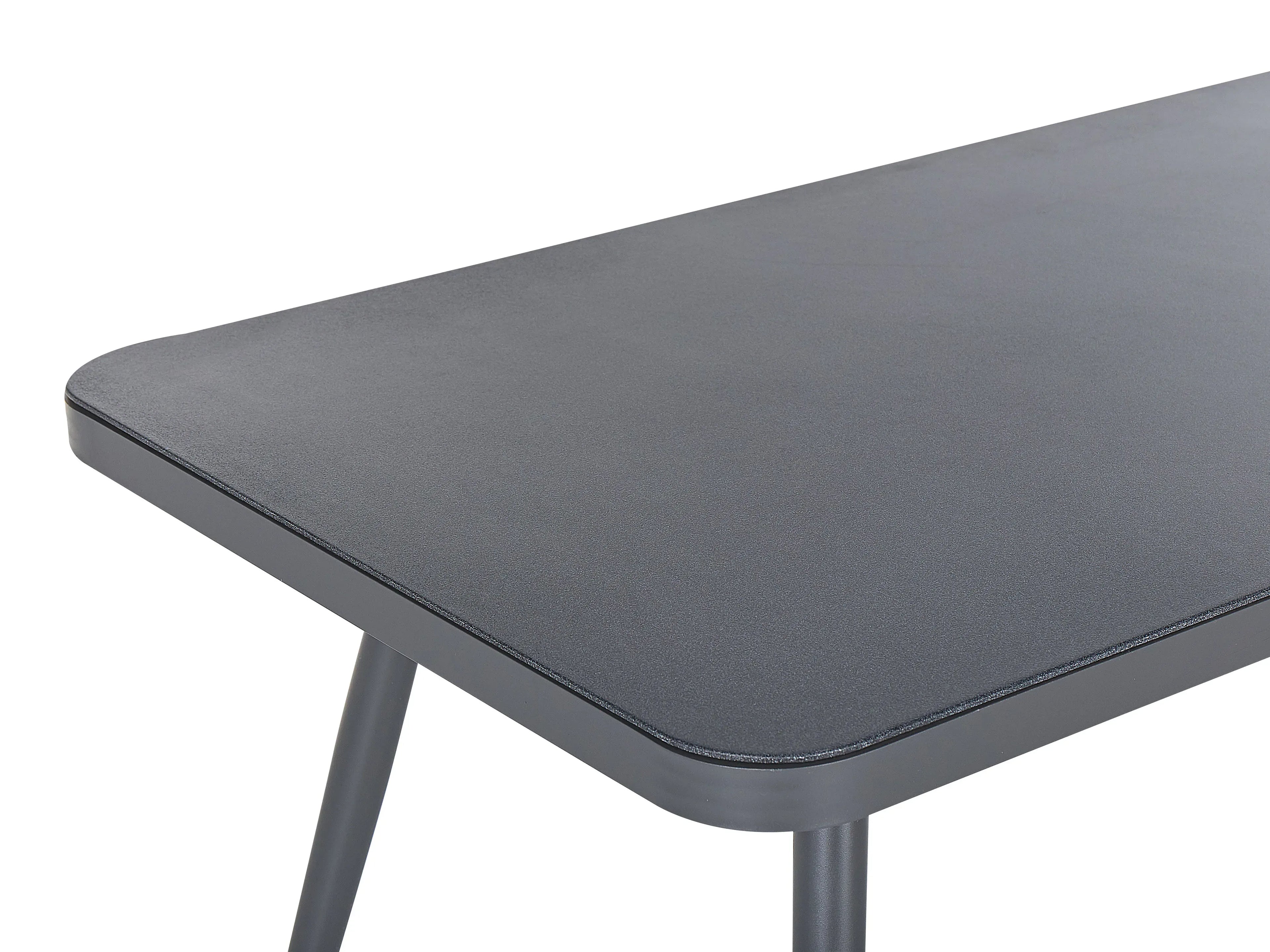 Table de repas de jardin 140 x 80 cm - Plateau en verre trempé gris et Structure en aluminium - 4 Places
