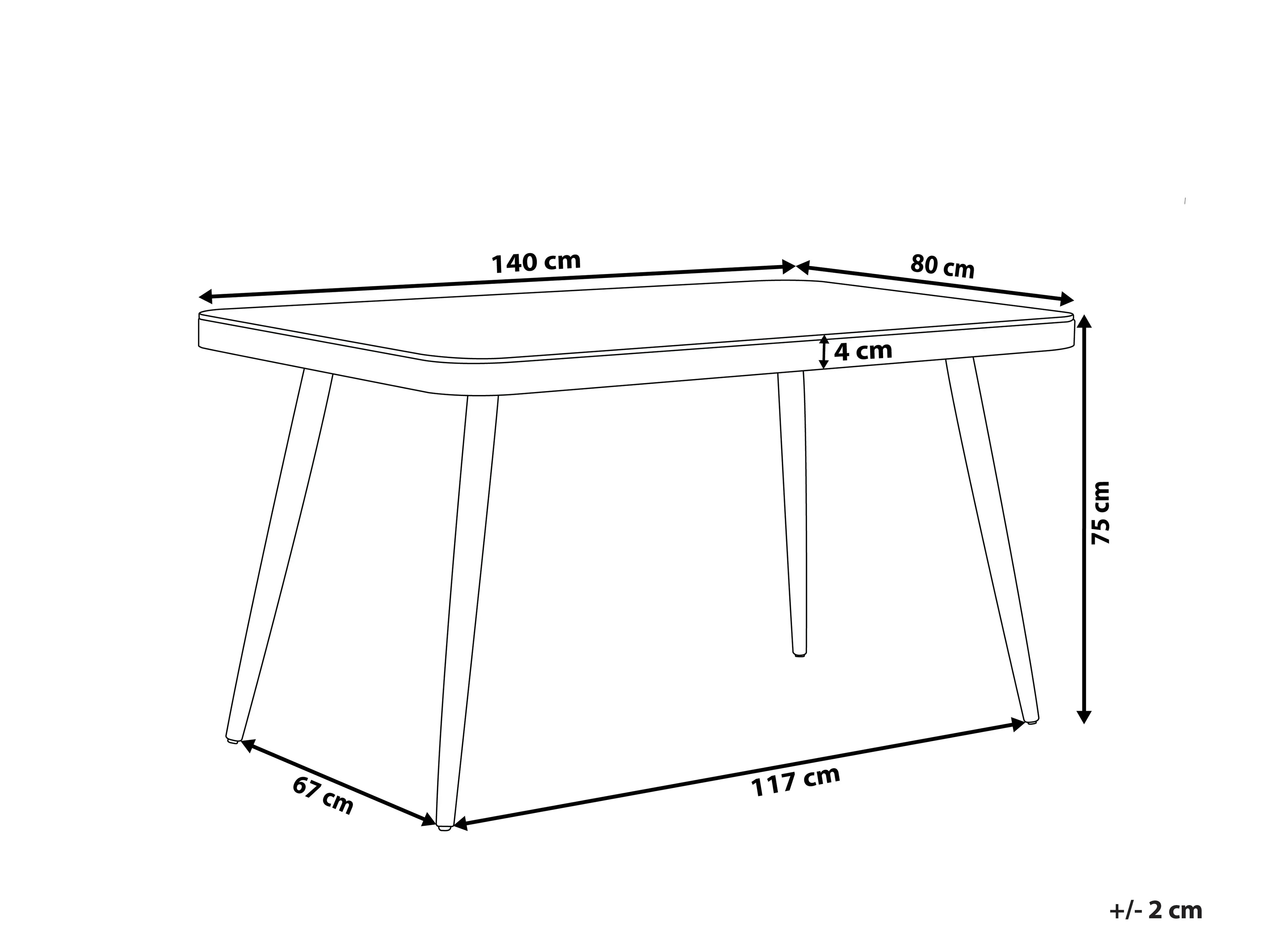 Table de repas de jardin 140 x 80 cm - Plateau en verre trempé gris et Structure en aluminium - 4 Places