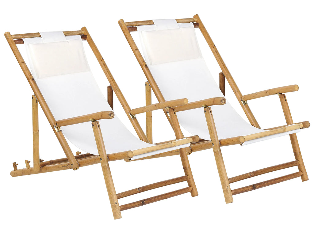 Set di 2 sedie a sdraio pieghevoli ATRANI Bamb Beige chiaro
