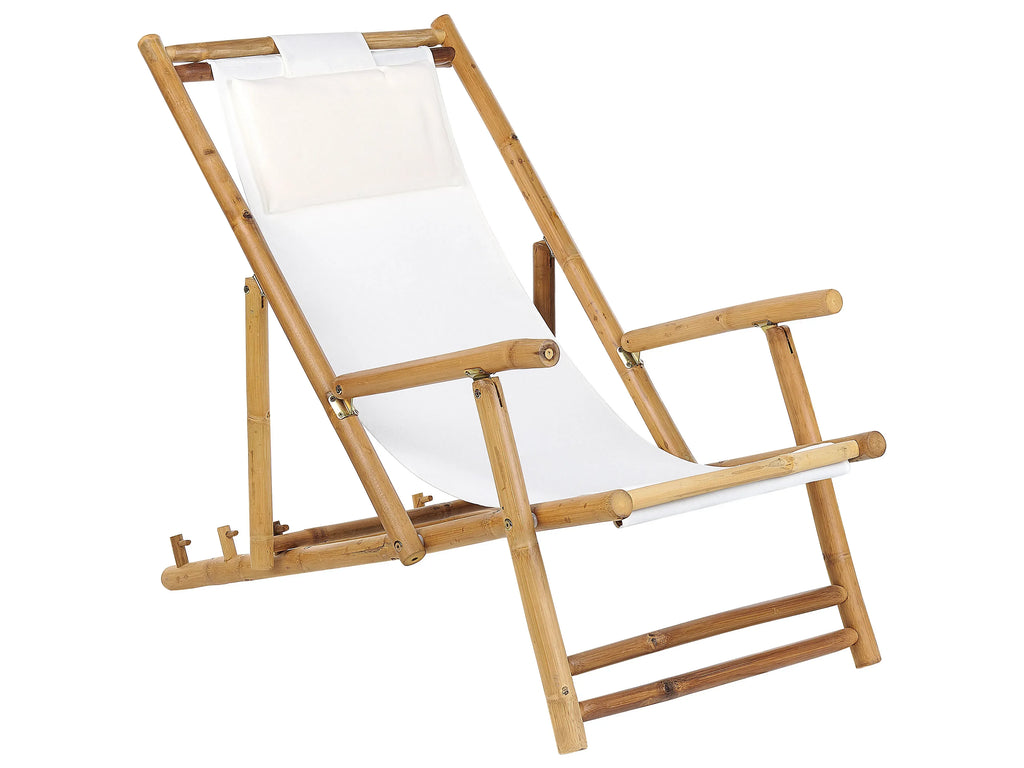 Ensemble de 2 chaises longues pliantes Bamb Beige clair