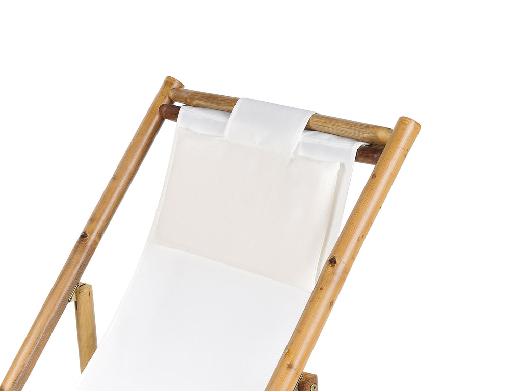 Ensemble de 2 chaises longues pliantes Bamb Beige clair