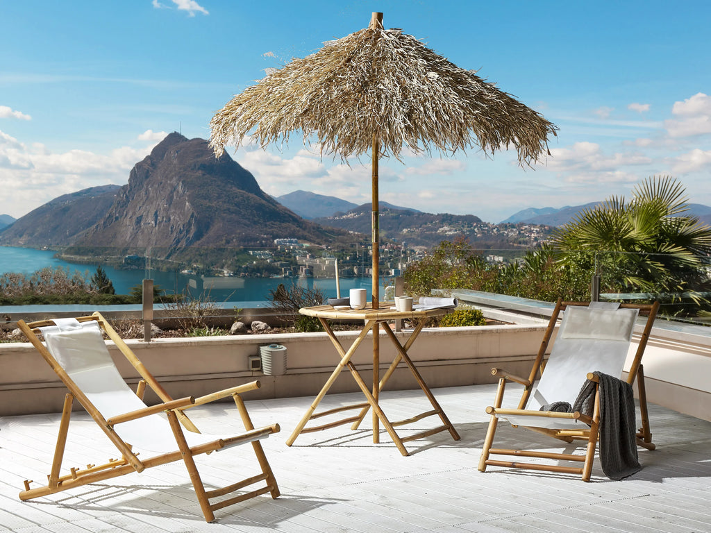 Ensemble de 2 chaises longues pliantes Bamb Beige clair