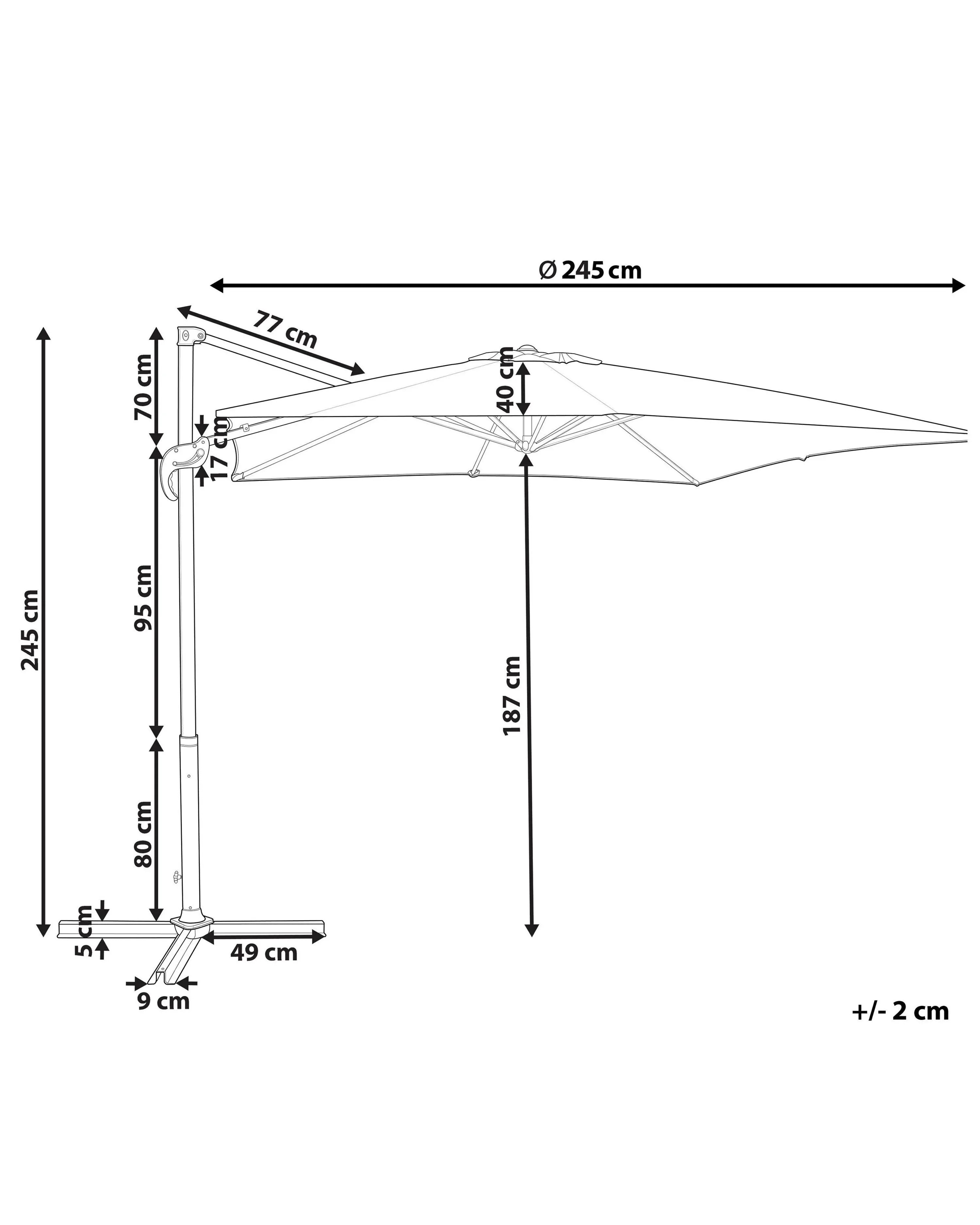 Parasol déporté 245 cm Vert olive