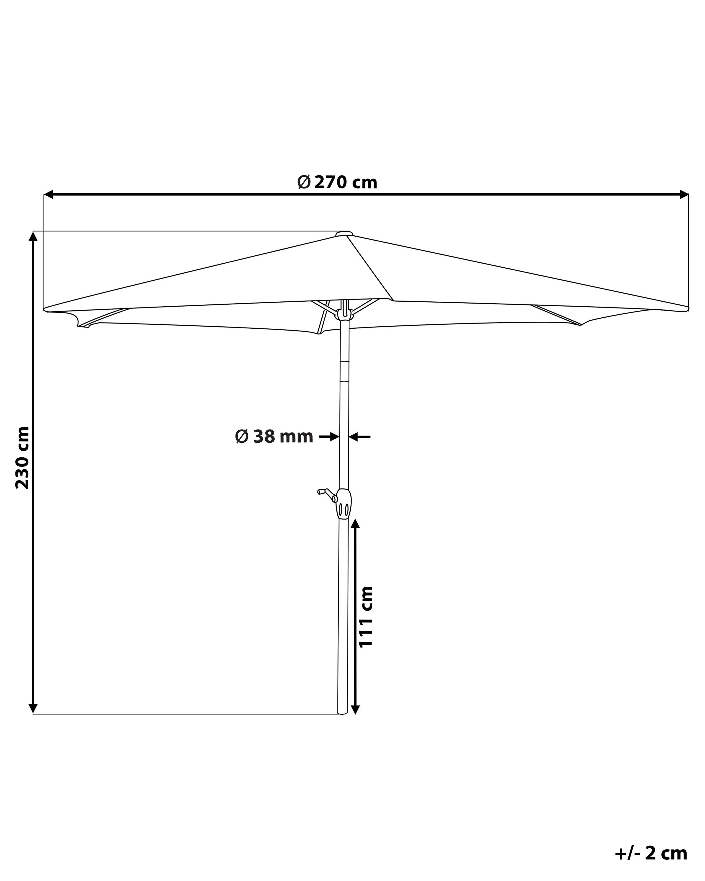 Parasol d'extérieur 270 cm Gris foncé