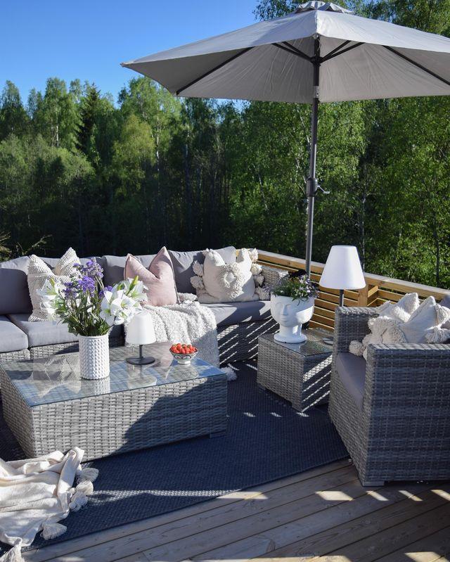 Parasol d'extérieur 270 cm Gris foncé