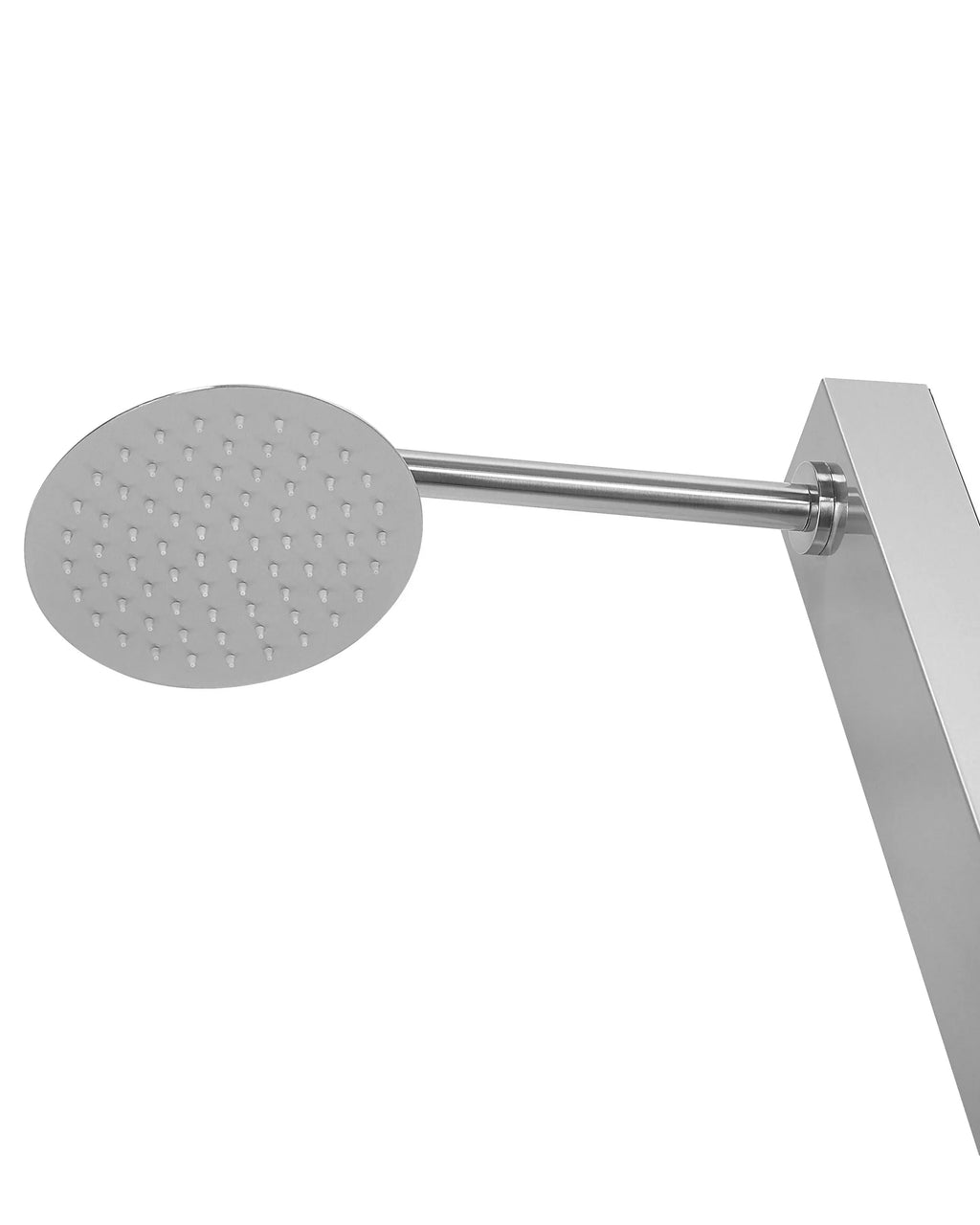 Douche d'Extérieur 210 cm - Pommeau 20x20 cm avec Douchette à Main en Zinc Argent Brossé - Colonne pour Jardin