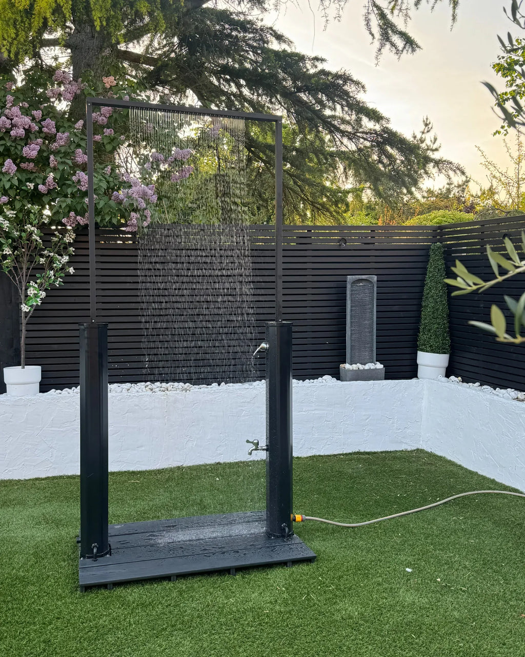 Douche solaire d'extérieur 224 cm - Réservoir 40L en Acier Inoxydable Noir - Douche Pluie pour Jardin