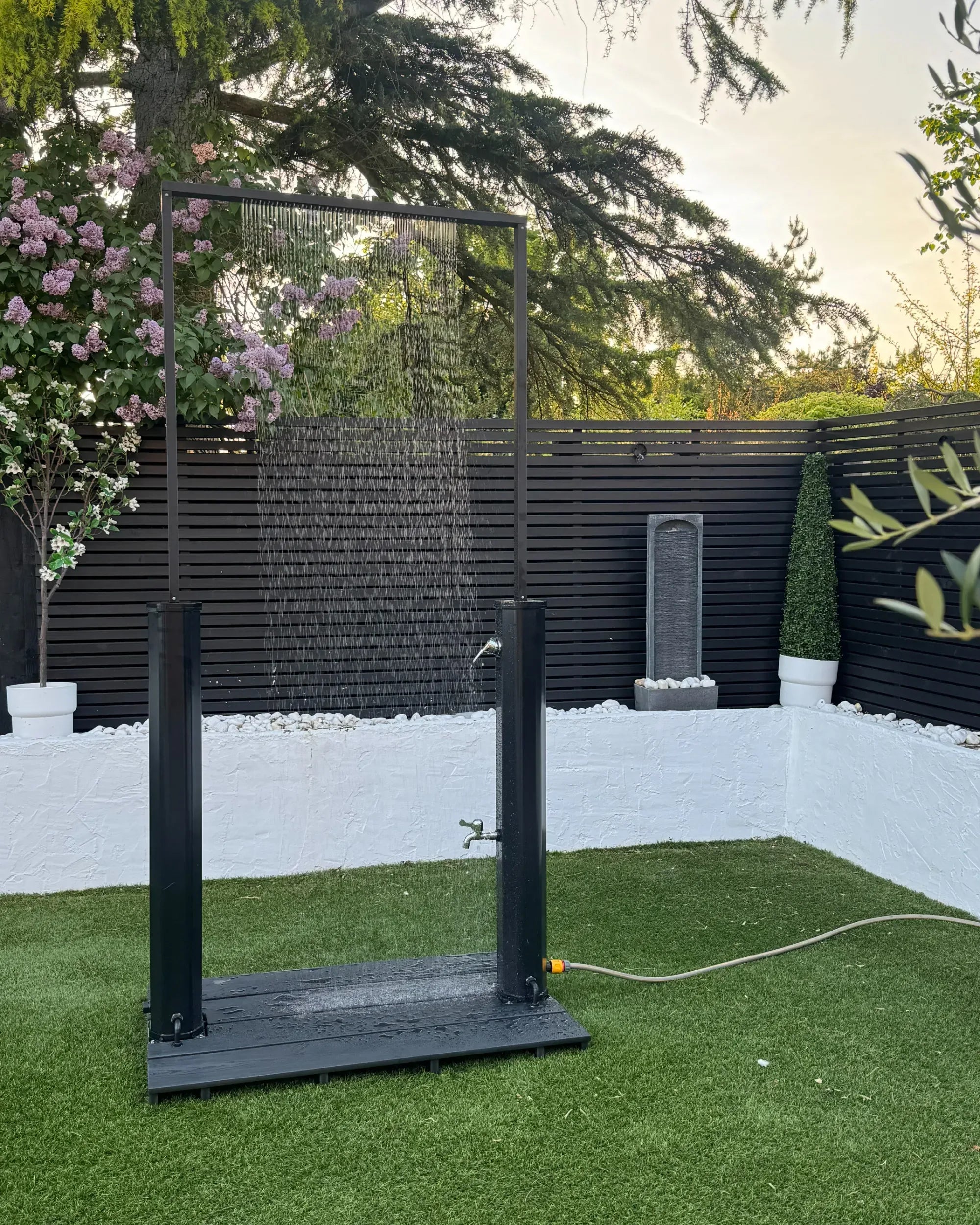Douche solaire d'extérieur 224 cm - Réservoir 40L en Acier Inoxydable Noir - Douche Pluie pour Jardin