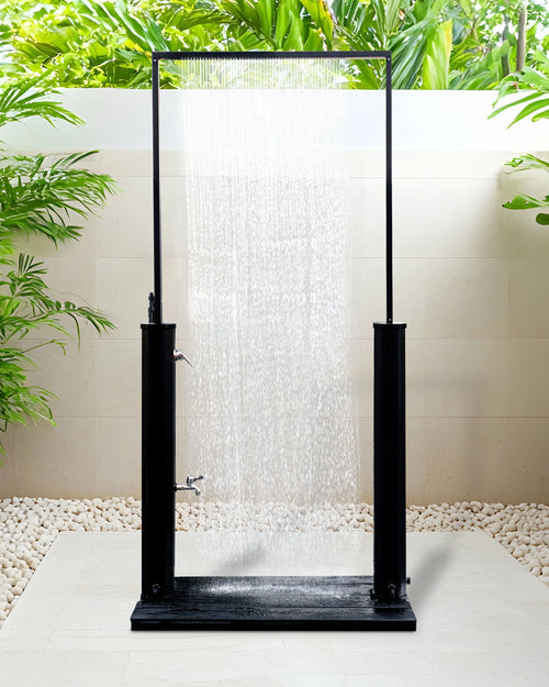 Douche solaire d'extérieur 224 cm - Réservoir 40L en Acier Inoxydable Noir - Douche Pluie pour Jardin