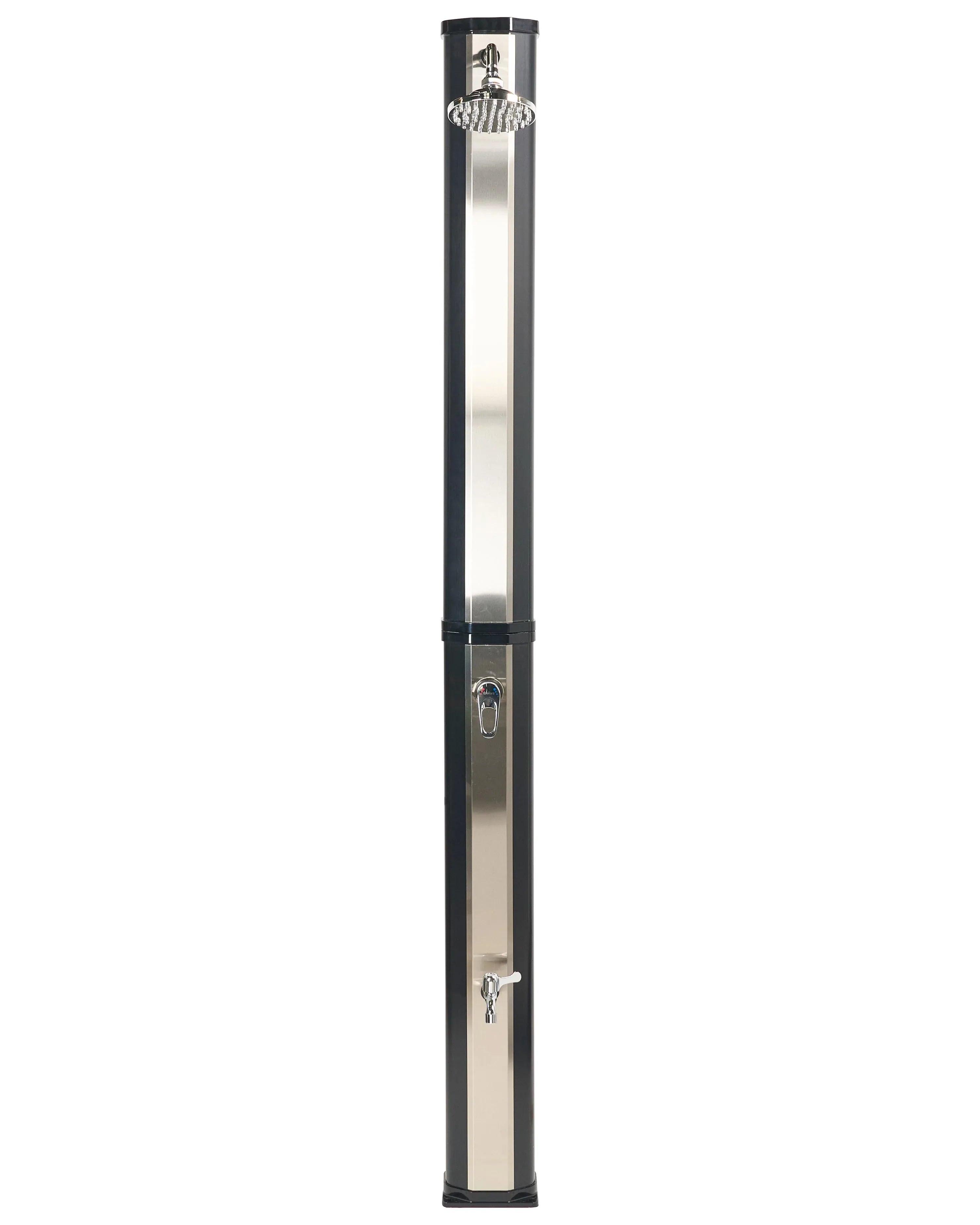 Douche solaire d'extérieur 217 cm - Réservoir 35L en acier inoxydable noir - Colonne de douche de pluie pour jardin