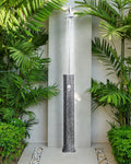 Douche solaire extérieure 214 cm - Réservoir 20L en Acier Inox Noir et Argent - Colonne de Douche Pluie pour Jardin