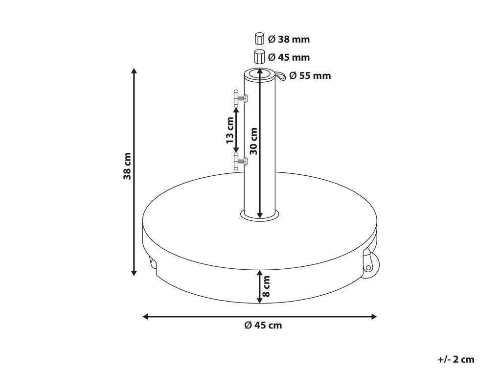 Base de parasol grise ronde 30 kg