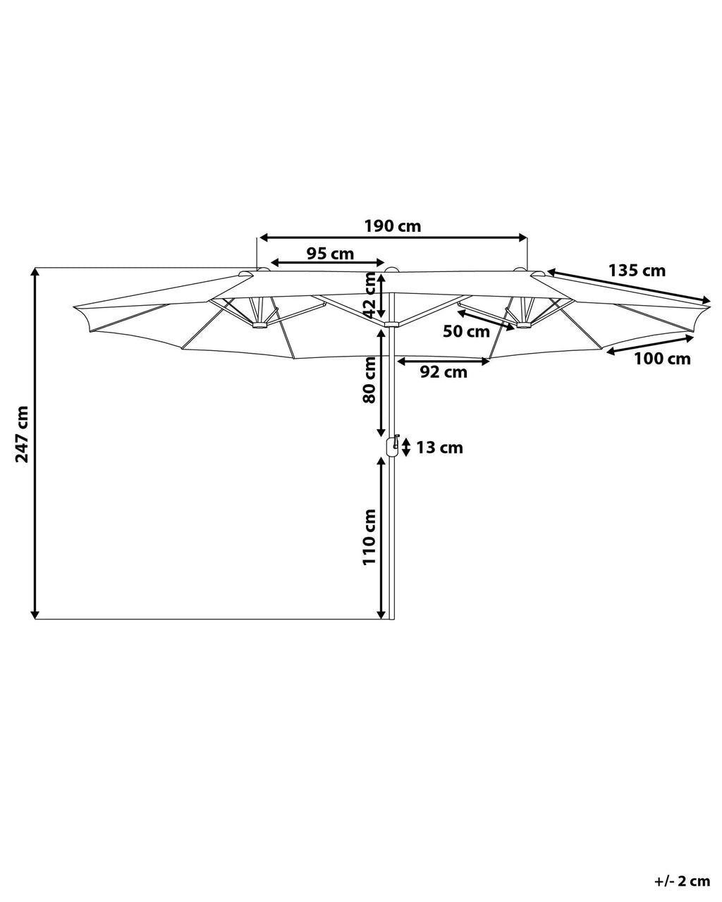 Parasol de jardin 460 cm Beige