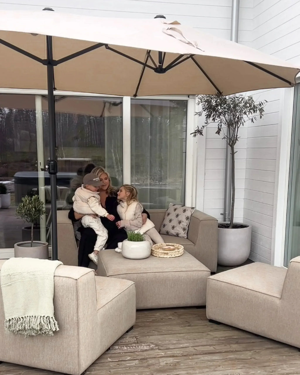 Parasol de jardin 460 cm Beige