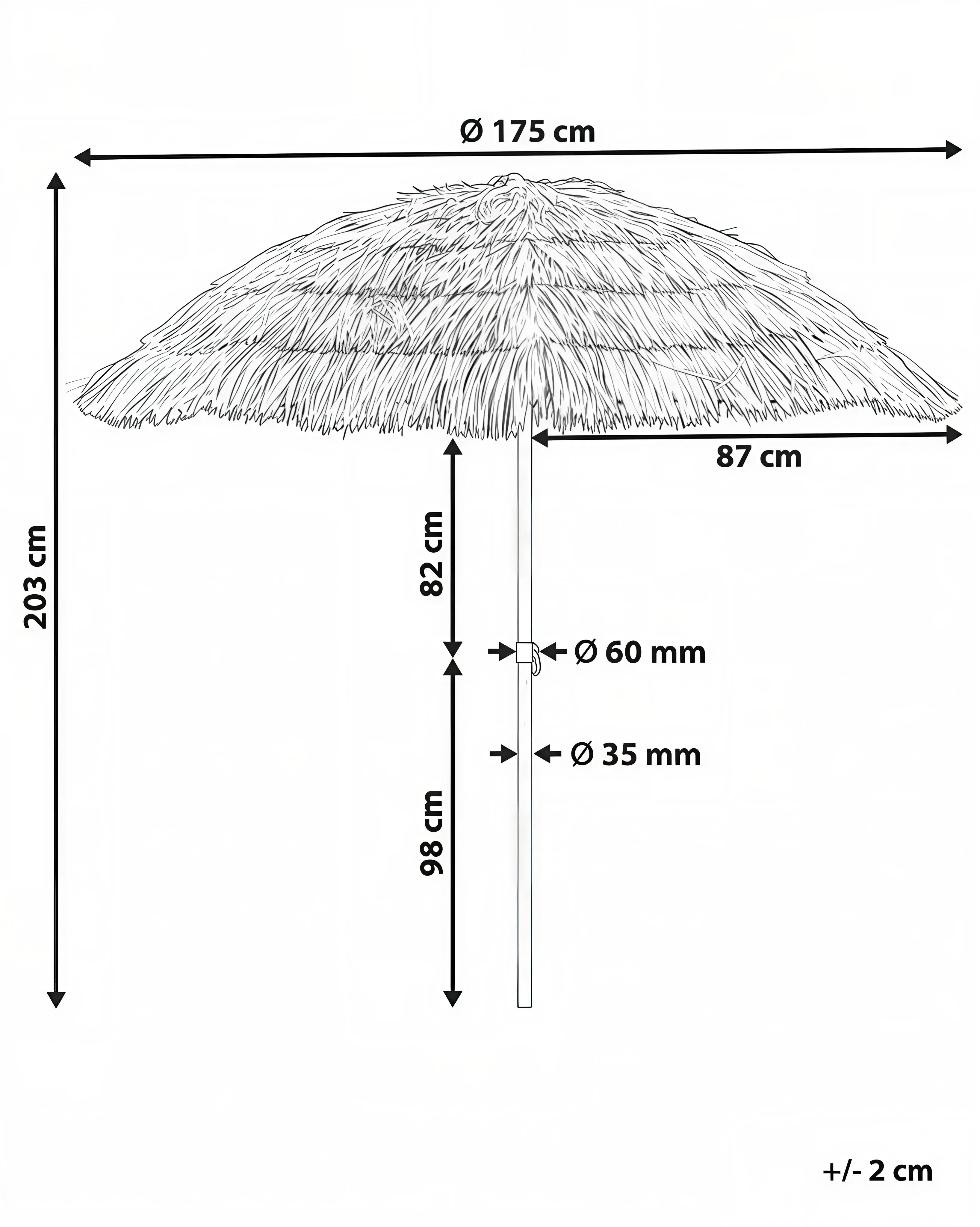 Parasol d'extérieur 175 cm Naturel