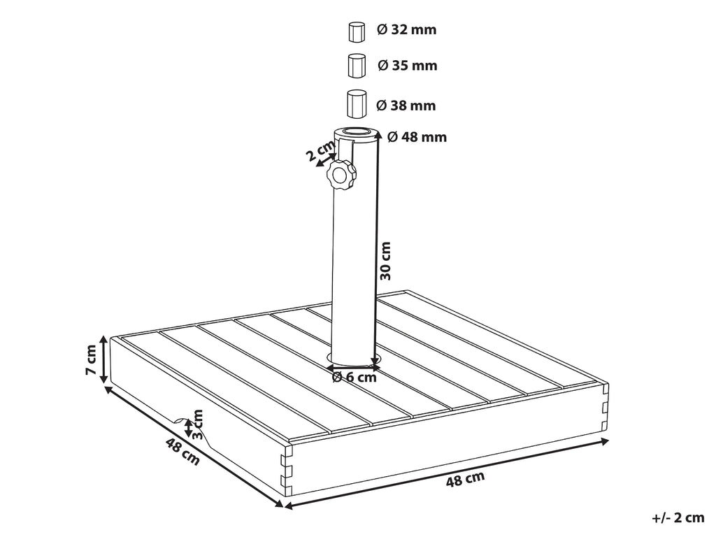 Base de parasol carrée marron 24 kg