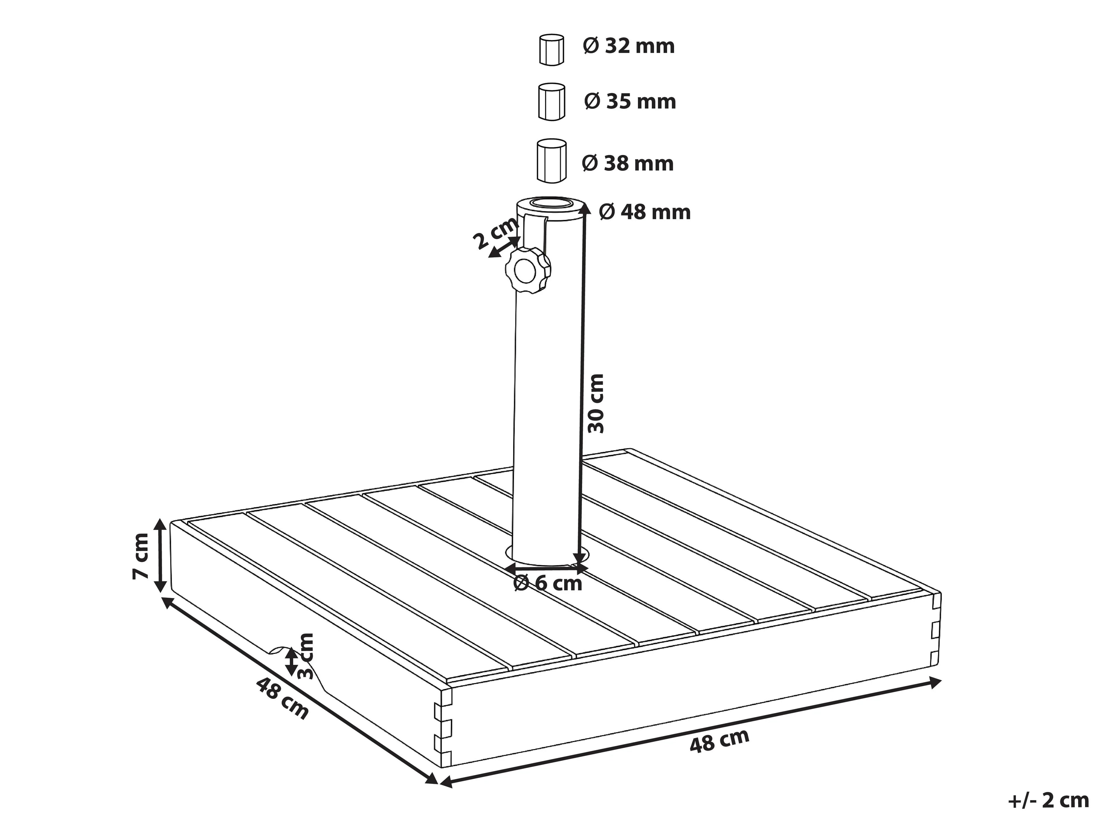 Base de parasol carrée marron 24 kg