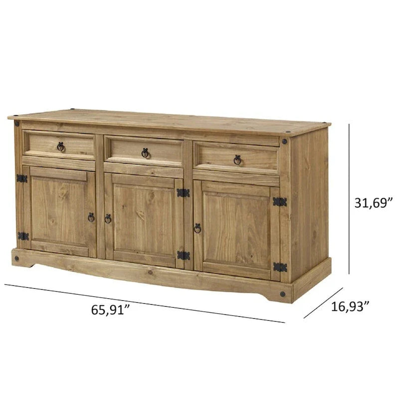 Buffet bas de style rustique 65 po - Collection Corona