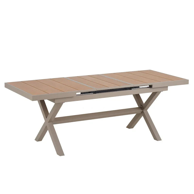 Ensemble de salle à manger extérieur extensible 7 pièces avec table extensible et 6 chaises avec accoudoirs